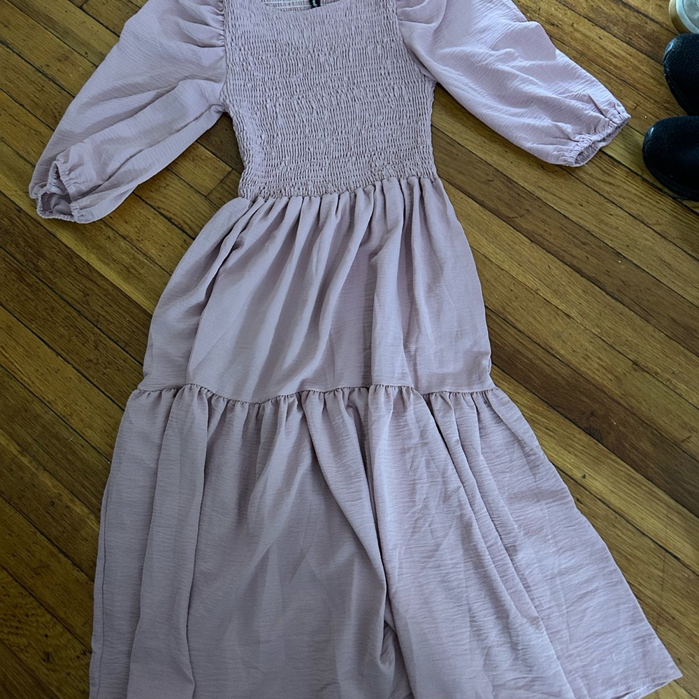 Lavender Long Sleeve Smocked Dress